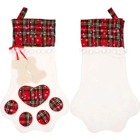 Chaussette de Noël pour chien, chaussette de Noël à suspendre avec une grande patte pour décorations de Noël, 45,7 x 27,9 cm (1/5)