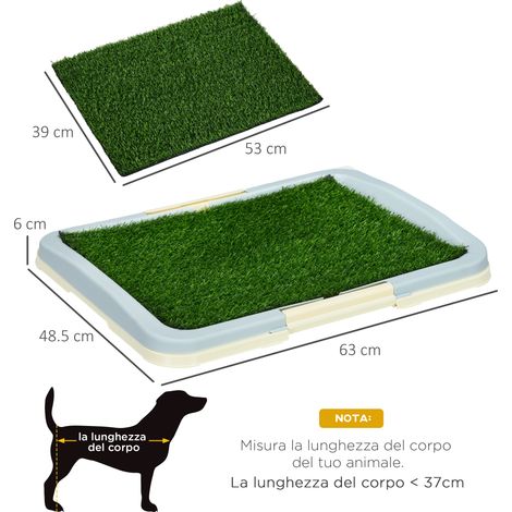 Bac à litière pour chien à 3 niveaux avec gazon synthétique. grille et bac de fond. 63 x 48.5 cm (1/5)