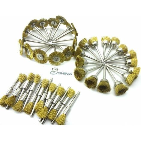 45-teiliges Messingbürsten-Set, Drahtbürste, Dremel-Drahtbürste, Proxxon Polierset, Stahlbürsten, Polierscheiben, Rundbürste, Scheibenschaft Ø 3,17 mm (1/4)