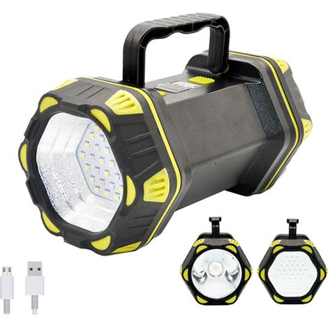 Lampe de camping LED rechargeable étanche avec 4 niveaux de luminosité, affichage de batterie et lumière rouge, pour tente, randonnée, urgence extérieure et maison. (1/5)