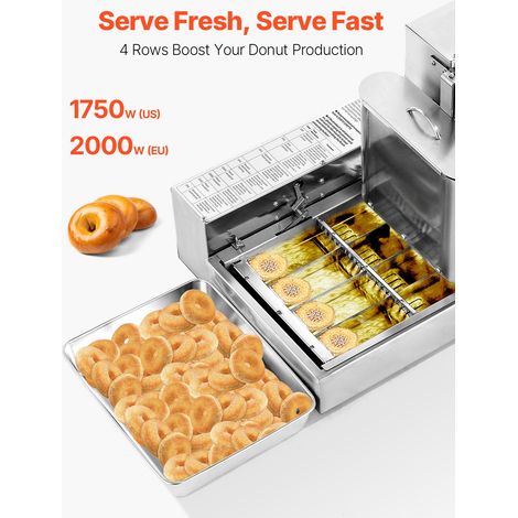 Machine à Donuts Automatique, Friteuse à Donuts Rendement Élevé 240PCs/h, pour Friture et Retournement de Beignets Beignes Boulange… (1/5)