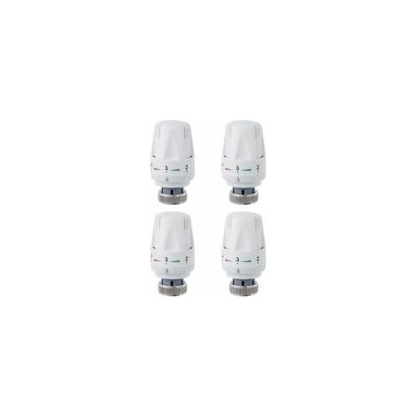 Tête de radiateur, tête de vanne de radiateur 4 pièces, vanne de radiateur thermostatique M30 x 1,5, tête thermostatique d'évier de toilette de salle de bains (1/4)