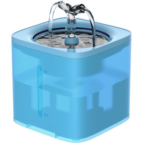 Fontaine à eau pour chat, fontaine à eau à piles avec capteur de mouvement, 2 L bol d'eau pour chat ultra silencieux, pour chats, chiens, plusieurs animaux de compagnie bleu (1/5)