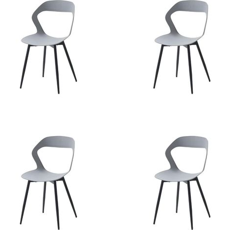 Esszimmerstuhl 4er-Set skandinavisch mit Metallbeinen Grau+Schwarz (1/5)