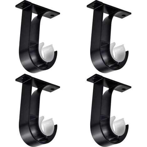 4 Pièces Tringle à Rideau Supports, Support de Poteau de Rideau, Noir Supports pour Barre Rideau, Alliage D'aluminium Support de Rideau, avec 8 Vis, Support pour Tiges de Suspension au Plafond