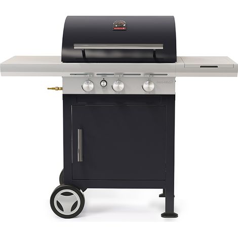 Barbecue à gaz 3 feux – Puissance 11,4 kW – Grilles en fonte 3x (21x42)cm – Thermomètre intégré – Pour 10 personnes – Taille L133 x l 57 x H115 cm – Barbecook (1/5)