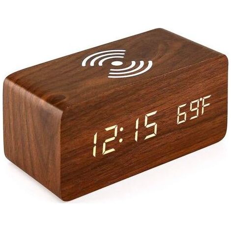 Horloge projecteur avec radio,usbavec double alarme et écran miroir LED,180,4 niveaux de luminosité,12/24h (1/5)