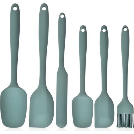 6-teiliges Spatel-Set, Küchenutensilien, mit Übergriff, ergonomischem Griff, zum Aufhängen, hitzebeständig, nahtloses Design (1/5)
