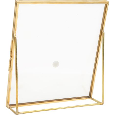 Support dorsal simple avec bandes de cuivre pur doré et pinces géométriques en verre pour spécimens végétaux, 14 x 16 cm (1/5)