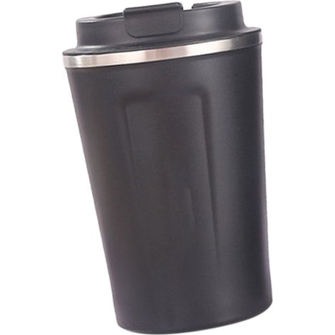 Isolierbecher aus Edelstahl 304 mit Sicherheitsverschluss, großes Fassungsvermögen, tragbarer Isolierbecher mit Deckel fürs Büro, Schwarz, 380 ml (1/5)