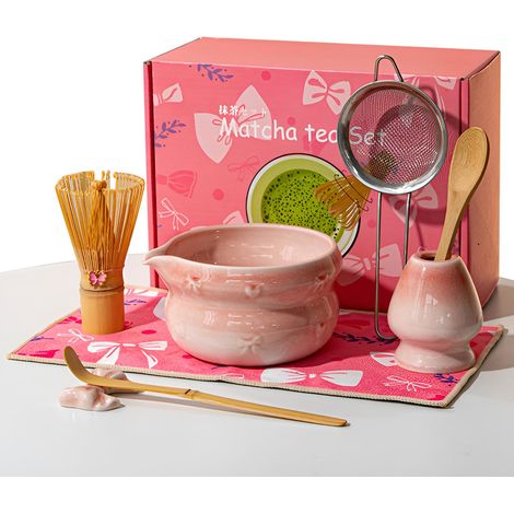 Set Matcha - Bol En Accessoires En Céramique Et Bambou - 470 Ml - Pour Préparation Traditionnelle Du Thé Vert En Poudre - 8 Pièces (1/5)