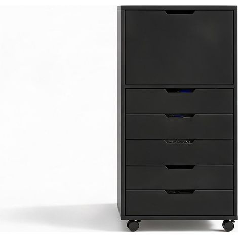 Meuble de rangement de bureau coloris noir 48 x 40 x 100 cm (1/5)