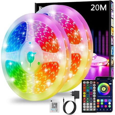 Ruban Led Led Chambre Bande Led Lumineuse Contrôlé par APP Bluetooth ou Télécommande 44 Touches Synchroniser avec Rythme de Musique RGB Bandeau Led pour Decoration Chambre Gaming (1/5)