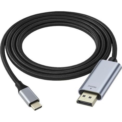 Câble USB C vers DisplayPort 1.4, 8K 60Hz 4K 144Hz HDR, Thunderbolt 3/4 vers DisplayPort Câble, Adaptateur Type-C DP1.4 en alliage d'aluminium, pour MacBook Pro iPhone 16 iPad Galaxy Moniteurs DP, 2M (1/5)