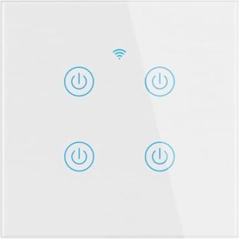 WiFi smart wall switch, glass touch panel, compatible with Alexa and Google Assistant, no neutral wire required and dual neutral wire required, EU 10A (4 gang) mode (1/5)