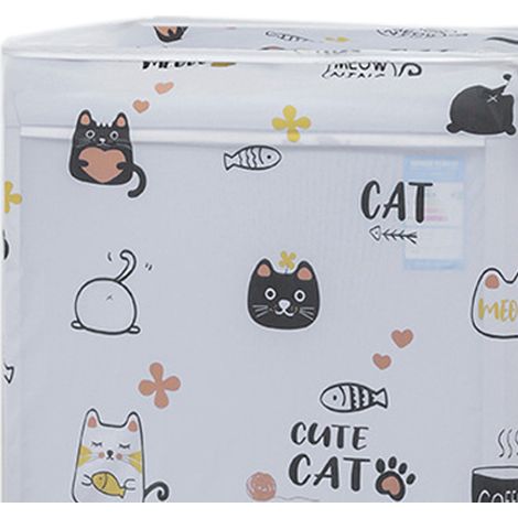 Housse anti-poussière motif cartoon imperméable résistance UV anti-saleté épaissie pour lave-linge frontal 10kg chat 65 x 75 x 85