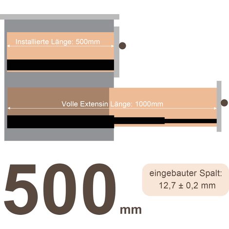 2X Schubladenschienen Vollauszüge 500 mm Schubladen Führung kugelgelagert Tragkraft 35 Kg