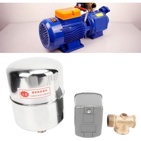 Pompe à eau auto-amorçante à quatre voies avec tige unique, réservoir sous pression en acier inoxydable et pressostat 110-230 V (1/5)