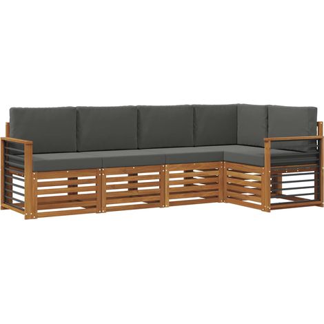 Conjunto de sofás de exterior 5 uds. Natural y Antracita vidaXL (1/5)