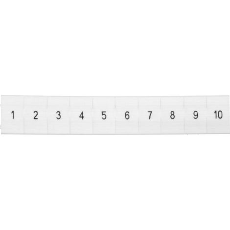 Marcador para conectores de riel, etiqueta ZB 6 numerada del 1 al 10, blanca /10 unidades/