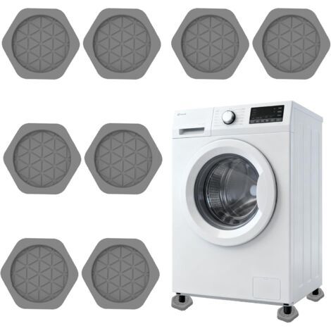 royaluxe-8pcs Tapis Antivibratoire Antidérapant Tapis Silicone Antibruit Pied Machine Laveuse Sécheuse Réfrigérateur Réduction Bruit Réduction Vibrations Maison Stable Hexagonal Gris (1/5)