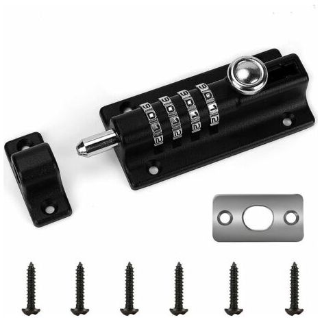 Alovez - Verrou de Porte à Code, 4 roues recodables Verrouillage Portail Résistant à l'eau Combinaison sans Clé Serrure,Loquet et targette avec vis,Starlight (1/5)
