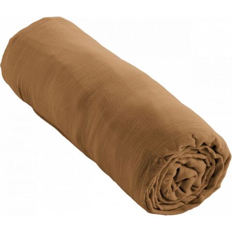 Drap housse "Gaïa" toutes dimensions "Gaze de Coton" - Gaïa Camel - 90 x 190 cm bonnet de 30 cm - Gaia Camel - (1/3)