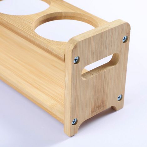 Étagères rondes et carrées en bambou et en bois pour ranger les bouteilles d'huile, les pots à épices et les petites bouteilles d'huile rondes à 4 trous. (1/5)