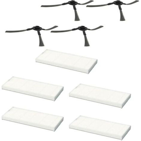 Pair Accessoires pour robot aspirateur Vileda VR One / VR 302 , pièces de rechange pour robot aspirateur (4 brosses latérales, 5 filtres HEP)
