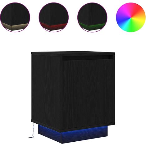 Maison Exclusive - Nachttische mit LED-Leuchten 2 Stk. Schwarz 38