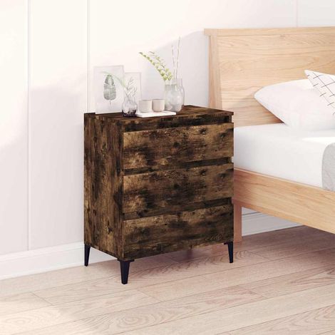 Aparador madera contrachapada color roble ahumado 60x35x70 cm (1/4)