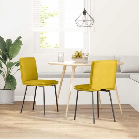 Chaises à manger Chaise de cuisine lot de 2 Jaune Velours (1/5)