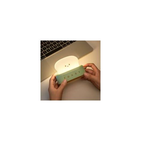 Kreatives, toastförmiges LED-Nachtlicht in Form eines Brotbackautomaten, USB-aufladbar, dimmbar – Grün – Crezuo (1/3)