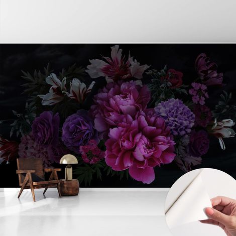 Selbstklebend Tapete - abwaschbar - Raumgestaltung  Schlafzimmer Wohnzimmer Tapete Blumige Eleganz 416x254 cm
