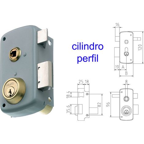 Serrure saillante MCM 2556BP-70 Profil de cylindre peint à gauche
