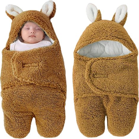 Couverture d'emmaillotage neutre pour bébé, gigoteuse d'hiver épaisse pour nouveau-né avec jambes séparées, couleur kaki