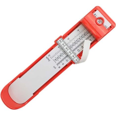 Foot measuring device for children and adults – Shoe gauge with a range of 80 to 200 mm – Easy-to-read size ruler for family use Red (red) (1/5)