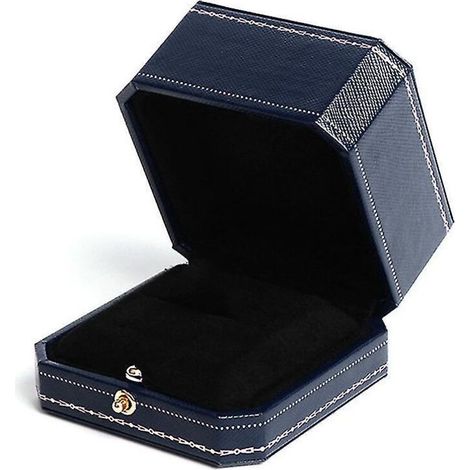 Luxuriöse Ringbox im Vintage-Stil, Schmuckständer, ideales Verlobungsaccessoire, Valentinstags- oder Hochzeitsgeschenk, marineblau (1/5)