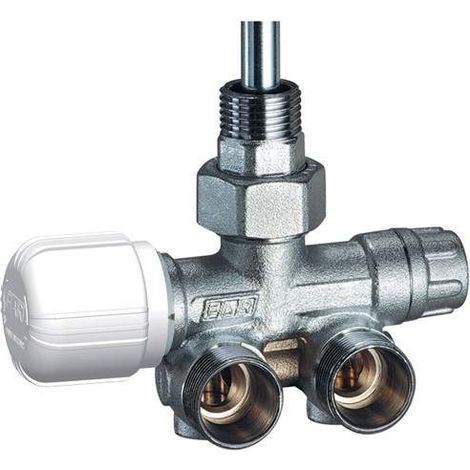 Válvula termostática de mono-doble tubo derecha cromada completa con colilla y tapón FAR 1436  1/2" (1/2)