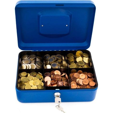 TRADE SHOP - Cassetta Di Sicurezza Portavalori Con Vassoio Portamonete + 2 Chiavi 30 X 24 Cm - (1/5)