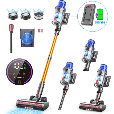 Aspirapolvere Senza Fili Laresar V7S 75000PA 650W, 90 Minuti di Autonomia, Batteria Rimovibile, Display Intelligente, Elettrodomestico (1/5)