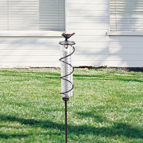Pluviomètre de jardin — Pluviomètre en verre résistant au gel. Convient pour une utilisation extérieure (avec piquet métallique). Élément décoratif idéal pour les jardins, les terrasses et l'aménageme (1/4)