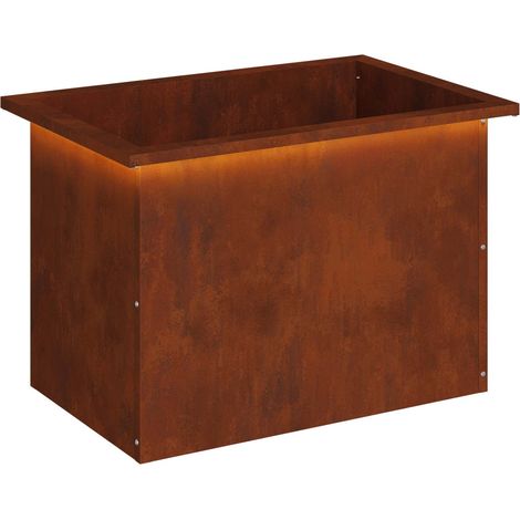 Garden Planter with LED Rusty 40 x 60 x 40 cm Weathering Steel vidaXL