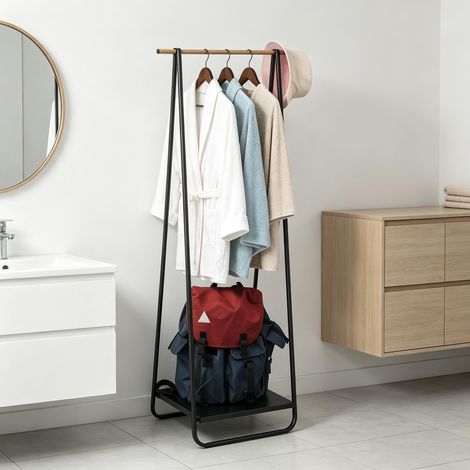 Portant à vêtements moderne pour chambre et entrée – porte-manteaux mural ou au sol (porte-vêtements uniquement) (1/4)