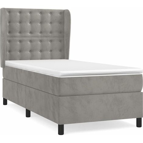 Maison Exclusive - Cama box spring con colchón terciopelo gris cl (1/5)