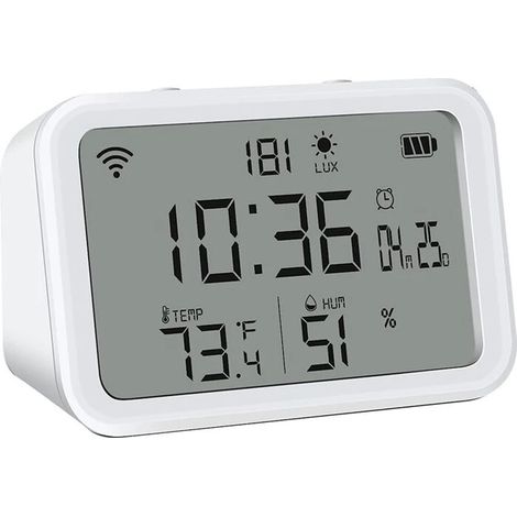 Thermomètre-hygromètre Wi-Fi avec détection de l'intensité lumineuse, moniteur de température et d'humidité Wi-Fi avec alarme (1/5)