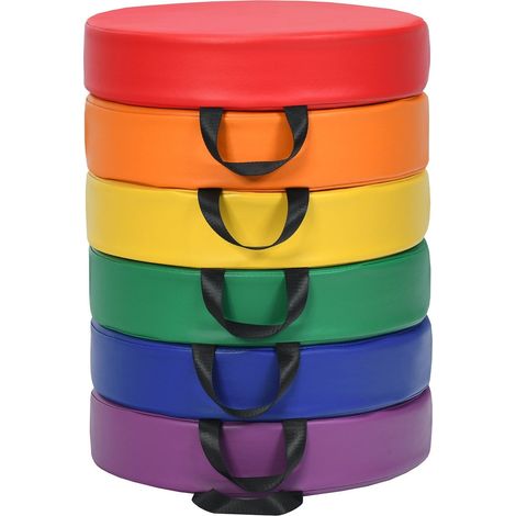Juego de 6 cojines redondos para sillas infantiles, cojines de suelo, cojines de asiento. (1/5)