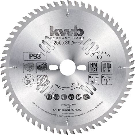 Lame de scie circulaire 250 x 30 mm, coupe très fine, convient pour les plans de travail, le bois et les panneaux enduits (1/5)