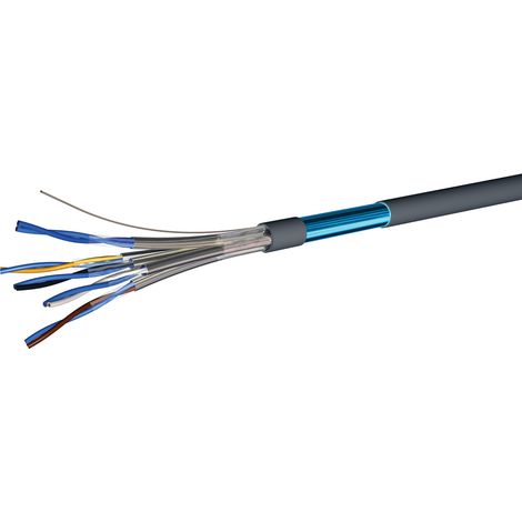 Câble téléphonique RS PRO 2 paires, 20 AWG, Retardant à la flamme, Al/PET, Gaine PVC Gris, L 100m ( Prix pour Bobine de 100 Mètres )