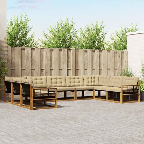 vidaXL Outdoor-Sofagarnitur mit Kissen 9 pcs Natur und Beige (1/5)